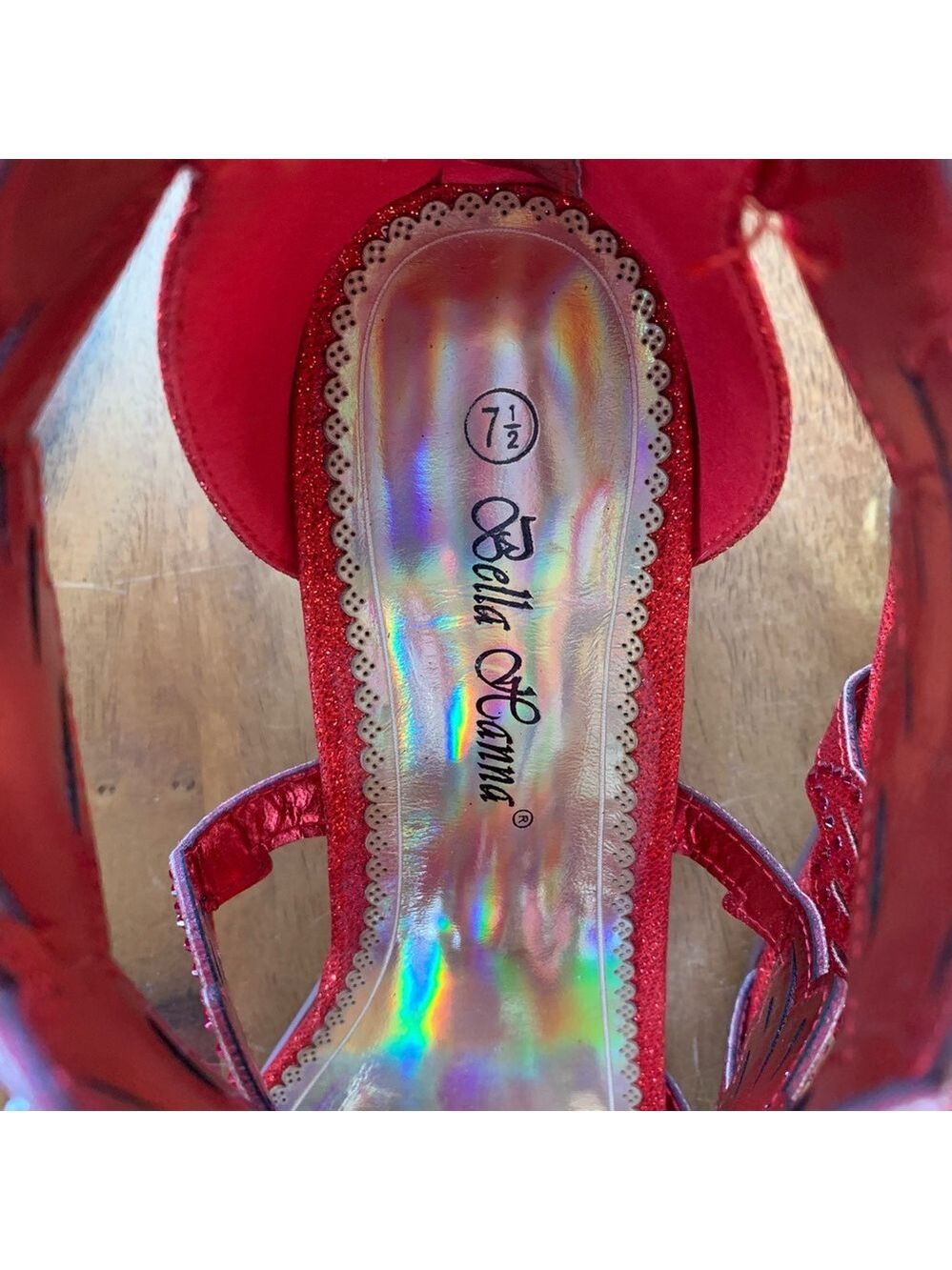 Red Rhinestone Open Toe Heels - Picture 6 of 6